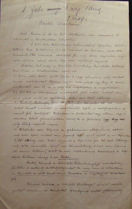 47-1001 1913 Bajai boltosok kérelme a Görög Keleti Szerb egyházközséghez a bérleti díj csökkentése végett. A kérvénybe panaszkodnak a helyi malom és gabona piac romlására.