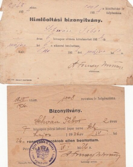 47-575 1934-36 2 db oltási lap