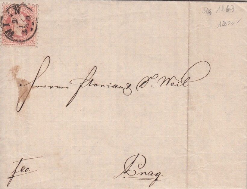 47-516 1862 10kr levélen "PRAGA" (tartalommal)