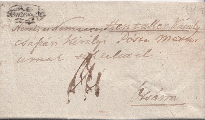 47-805 1831. Levél Hentaller Károly Cs. és Kir. Postamester részére