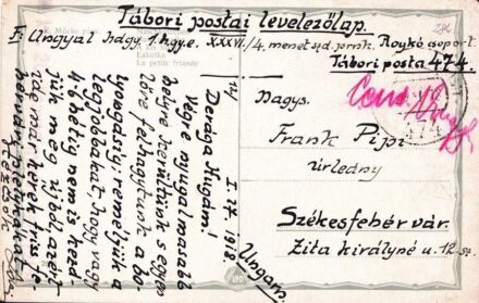 47-68 1918. január 27. Cenzurált képeslap Magyarországra
