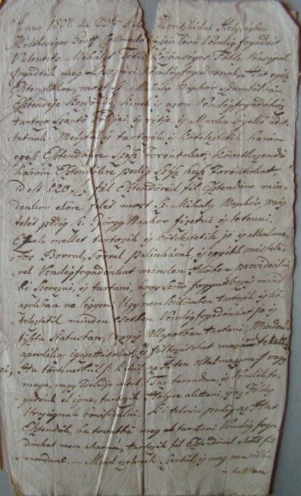 47-1560 1807 Móriczhidai vendégfogadó bérleti szerződése Valentits Mihály Lesvári (Tét) fogadósnak.