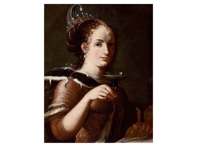 Ismeretlen firenzei festő, XVII. sz. első fele: Artemisia félalakja egzotikus ruhában