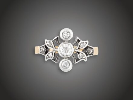 Gyűrű, 580 au, 9 bril. cca. 0,50 ct, 3,6 g