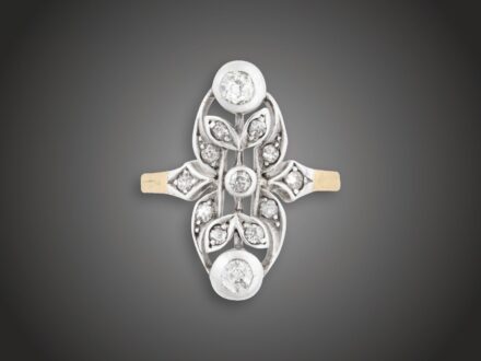 Gyűrű, 580 au, 13 bril. cca. 0,40 ct, 4,8 g