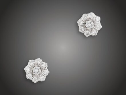 Fülbevaló, 585 au, 18 bril. cca. 0,50 ct, 3,6 g