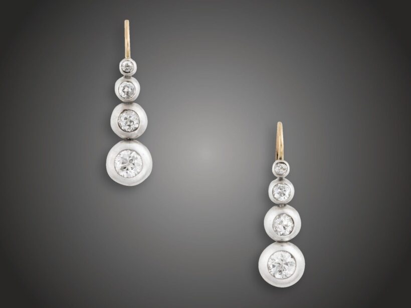 Fülbevaló, au, 8 bril. cca. 2,0 ct, 6,6 g
