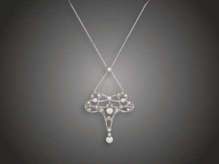Nyakék, 585 au, ag, 25 bril. cca. 1,0 ct, 2 gyém., 9,6 g