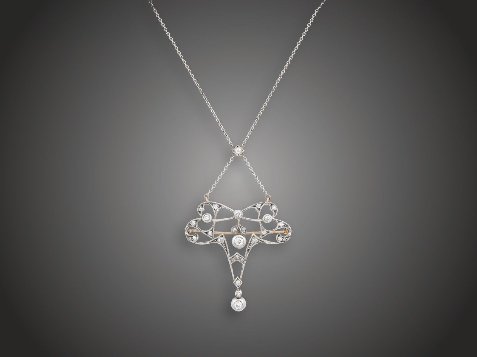 Nyakék, 585 au, ag, 25 bril. cca. 1,0 ct, 2 gyém., 9,6 g