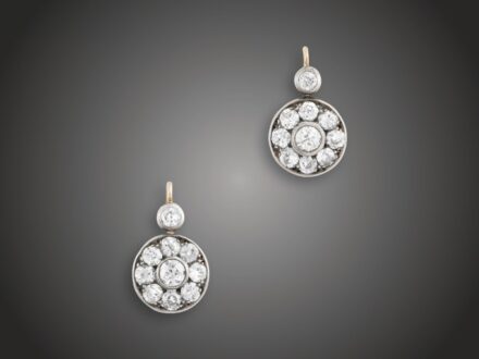 Fülbevaló, 585 au, 20 bril. cca. 2,20 ct, 4,7 g