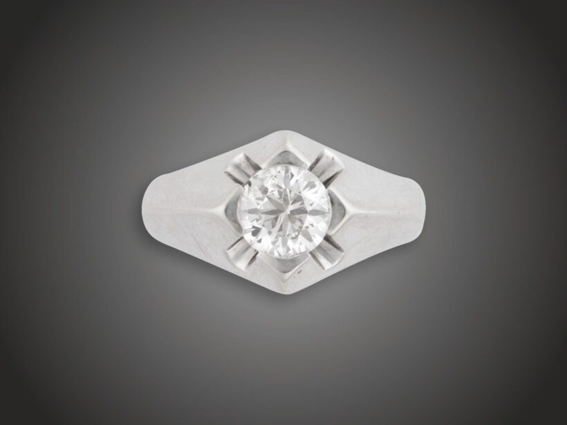 Gyűrű, 750 au, 1 bril. cca. 1,20 ct, 9,8 g