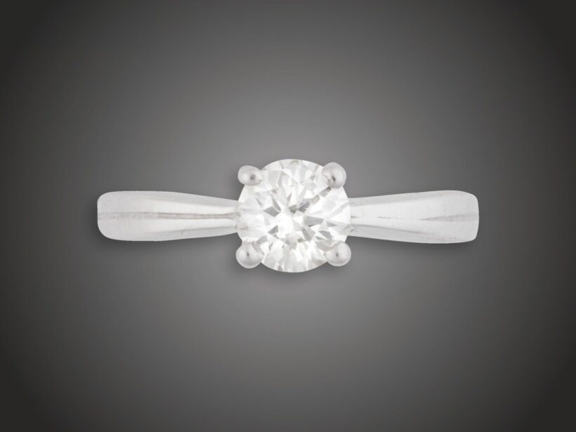 Gyűrű, 750 au, 1 bril. cca. 0,70 ct, 3,2 g