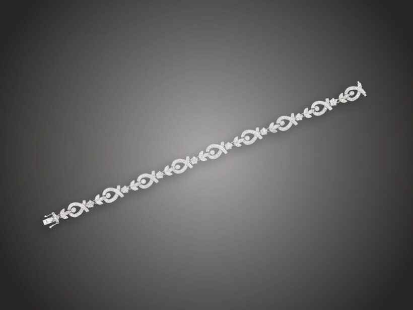 Karkötő, 585 au, 288 bril. cca. 1,50 ct, 12,7 g