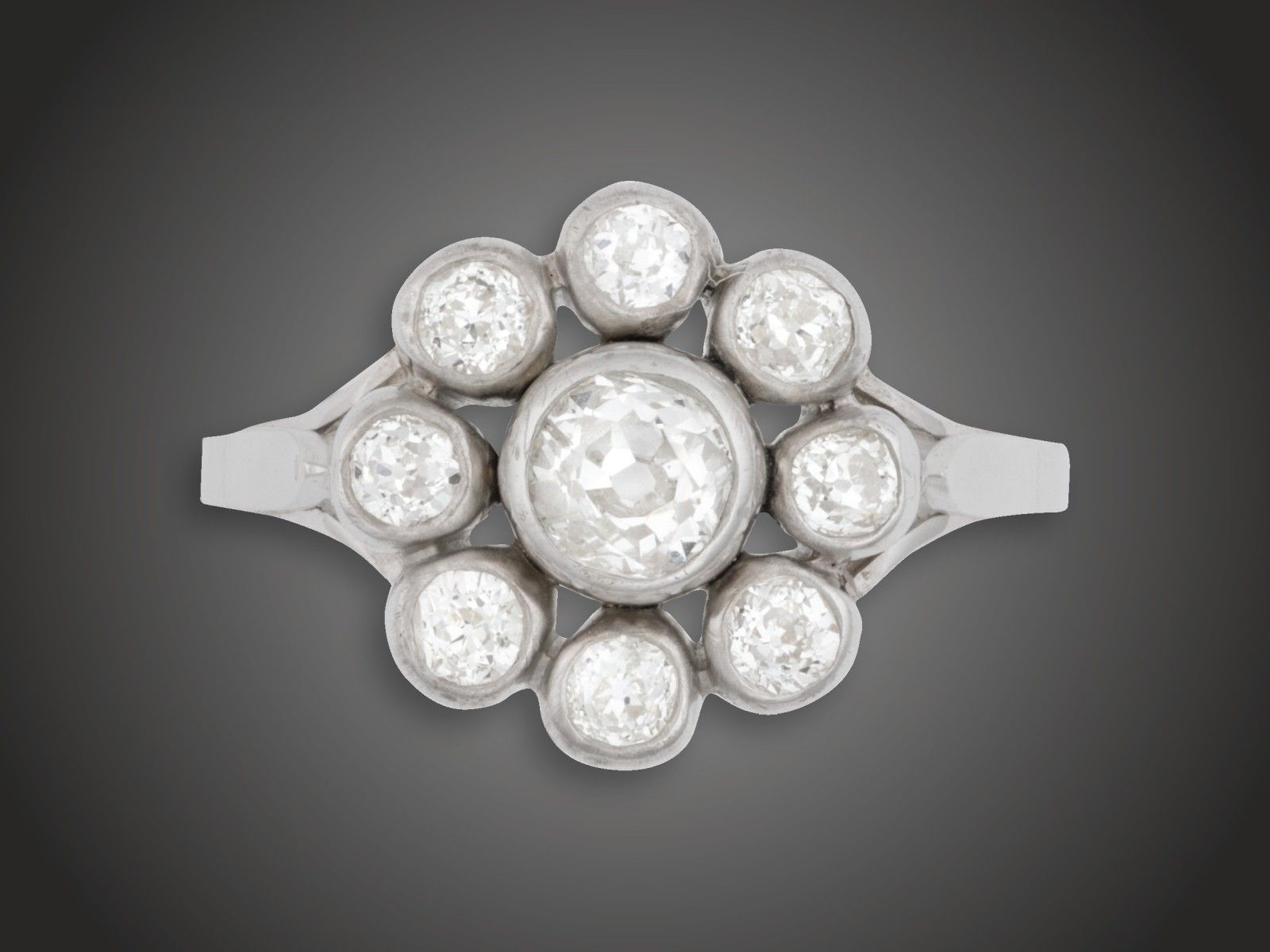 Gyűrű, 585 au, 9 bril. cca. 1,10 ct, 4,6 g