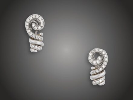 Fülbevaló, La Nouvelle Bague, 750 au, 40 bril. cca. 0,80 ct, 8,9 g
