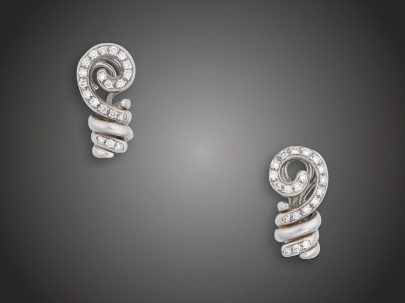 Fülbevaló, La Nouvelle Bague, 750 au, 40 bril. cca. 0,80 ct, 8,9 g
