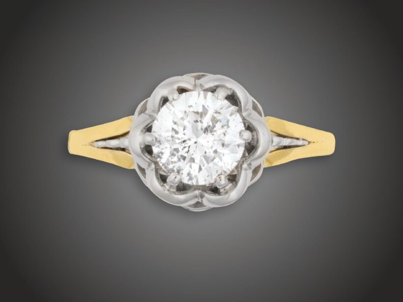 Gyűrű, 750 au, 1 bril. cca. 1,0 ct, 4,0 g