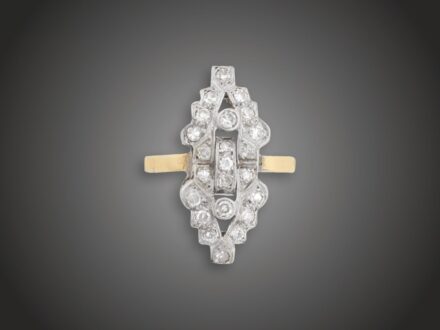 Gyűrű, 585 au, 23 bril. cca. 0,90 ct, 5,3 g