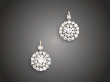 Fülbevaló, 585 au, ag, 50 bril. cca. 4,0 ct, 6,1 g