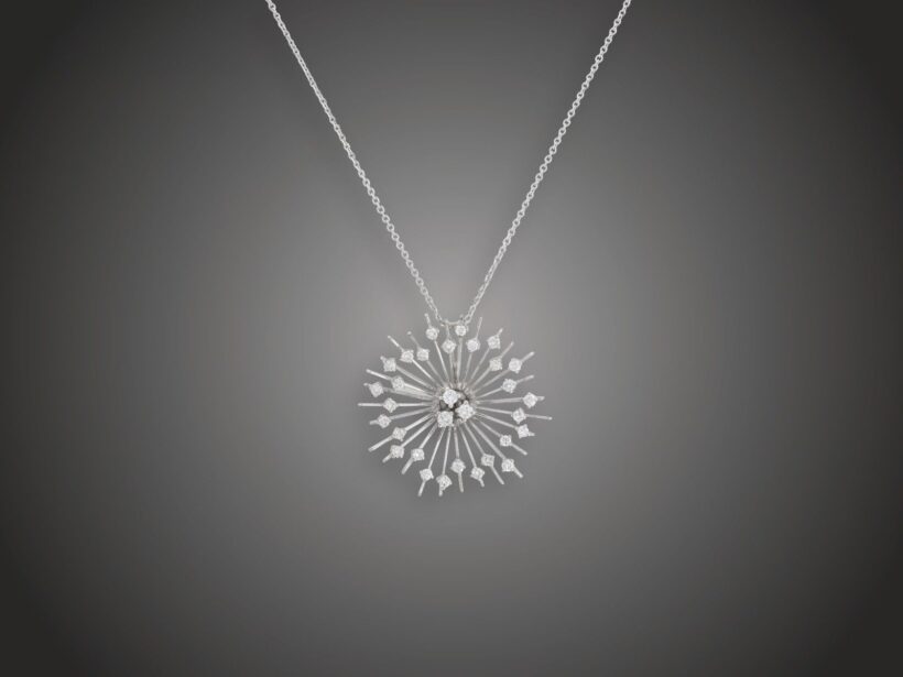 Lánc, függő, 585 au, 31 bril. cca. 1,10 ct, 10,6 g