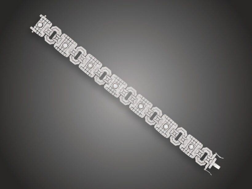 Karkötő, 750 au, 623 bril. cca. 6,70 ct, 46,3 g