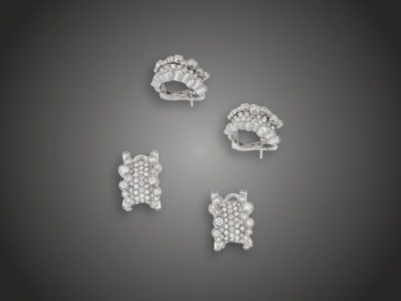 Fülbevaló, Stefan Hafner, 750 au, 86 bril. cca. 4,50 ct, 14,4 g