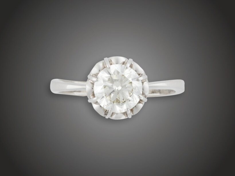 Gyűrű, 585 au, 1 bril. cca. 1,10 ct, 3,1 g