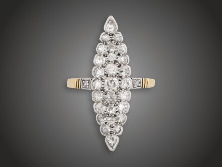 Gyűrű, 580 au, 29 bril. cca. 1,0 ct, 4,5 g