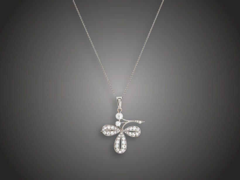 Melltű-függő, lánc, 580 au, 800 ag, 41 bril. cca. 3,0 ct, 11,8 g