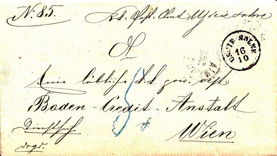 48-1249 1880 Levél a Császári és Királyi Pénzügyi hitelintézethez, szép viaszpecséttel