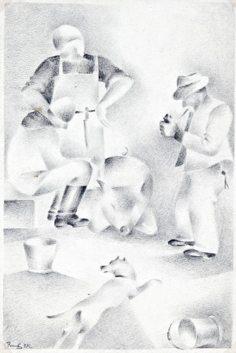 Ruttkay György (Vágsellye, 1898 - Miskolc, 1975) - Disznóölés, 1932