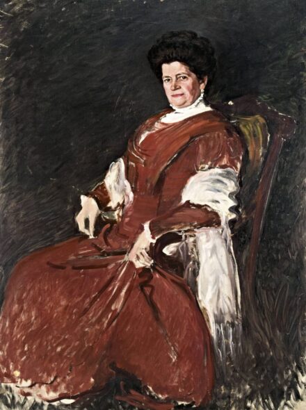 László Fülöp Elek (Pest, 1869 - London, 1937) - Dáma vörösben (Leféber Ágostonné portréja), 1910 körül