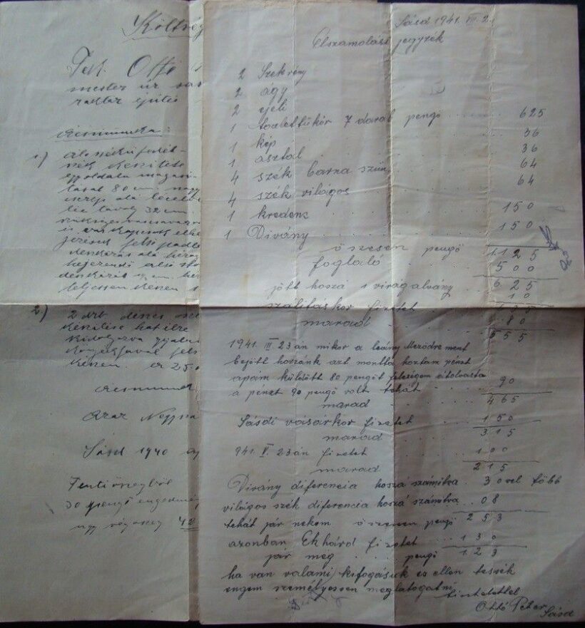 49-925 1940. Költségvetés és árajánlatv új butorok készítésére