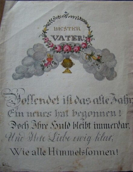 49-850 1831. Díszes kézzel készitett köszöntő lap 29x12cm