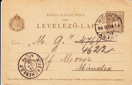 49-958 1907 Díjjegyes levelezőlap "Budapest-MUNCHEN"