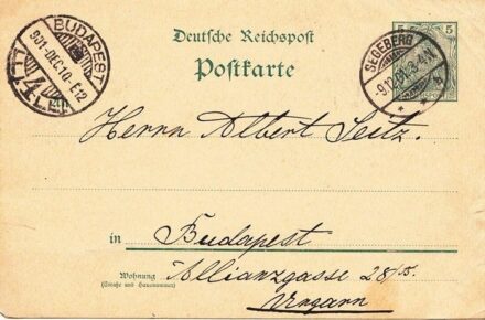 49-1192 1901 Levelezőlap "Segeberg" - "Budapest