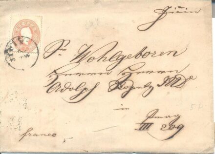 49-412 1861 5kr levélen