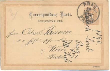 49-406 1890 Díjjegyes levelezőlap " PRAG " - Wien