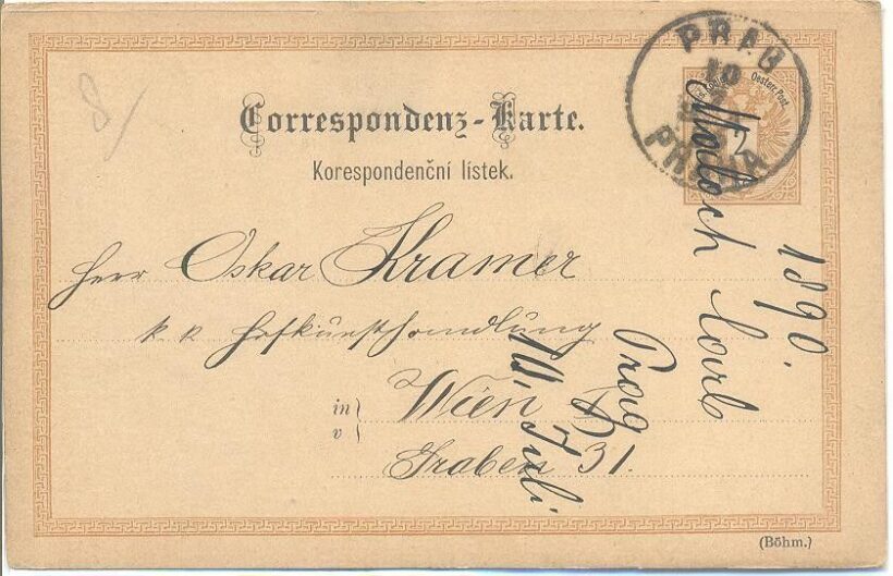49-406 1890 Díjjegyes levelezőlap " PRAG " - Wien