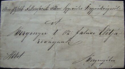 49-742 1866. Bergenyei előljáróságnak a Marosszéki Föld Egyesület Ügynökségétől.