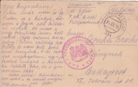 49-986 1916 Képeslap "K. und k. 7. Armeekommando ABT"