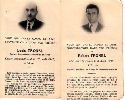 49-1094 1945 2db halotti értesítőapa és fiáról akik a Mauthausen koncentrációs táborban hunytak el / EREDETI!