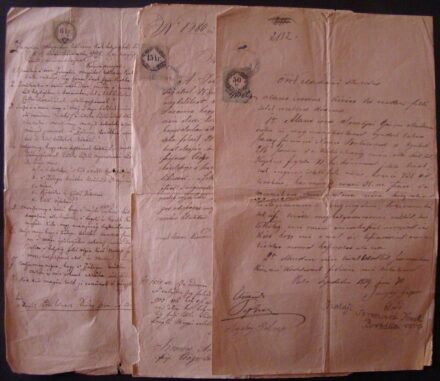 49-1559 1854-1879 3db okmánybélyeges irat