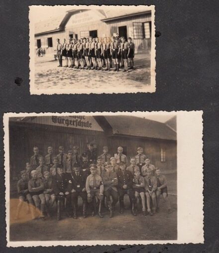1942 2 db fénykép Németbóly ( 1950-től Bóly) német nemzetiségű iskola díákjai és tanárai. 8.5x6 és 13x9 cm EREDETI!