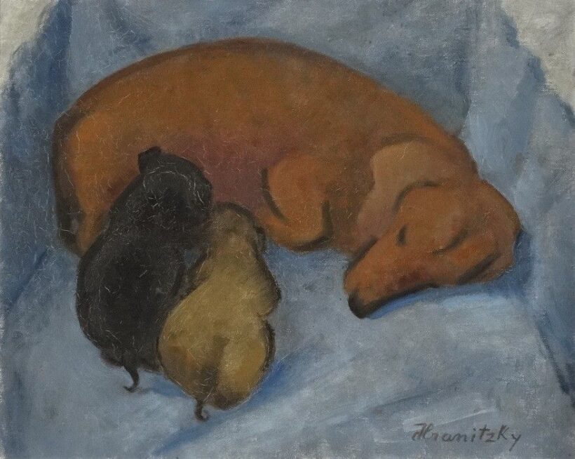 Hranitzky Ilona (1889-?): Kutya kölykeivel