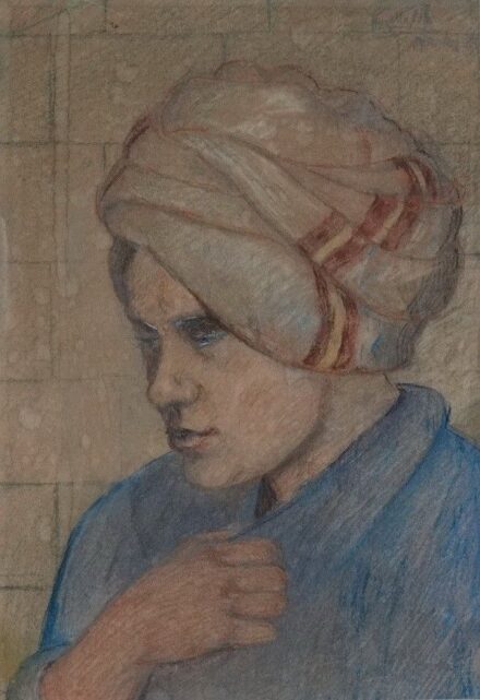 Hallgató Huzella Pál (1886 - 1967): Nő turbánban, 1902