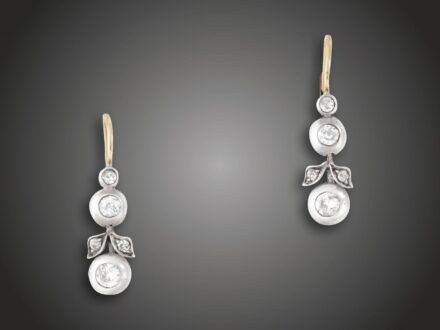 Fülbevaló, 585 au, 10 bril. cca. 0,60 ct, 3,3 g 