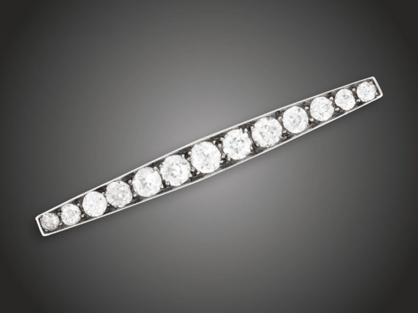 Melltű, 585 au, 13 bril. cca. 1,10 ct, 2,3 g 