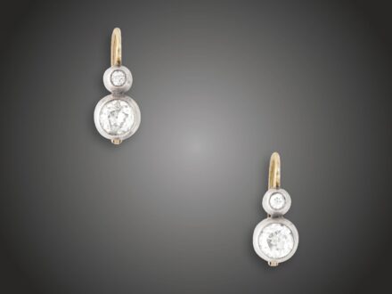 Fülbevaló, 580 au, 4 bril. cca. 1,0 ct, 2,8 g 
