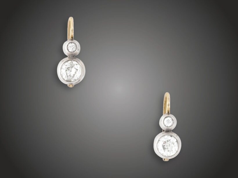 Fülbevaló, 580 au, 4 bril. cca. 1,0 ct, 2,8 g 